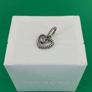 Pandora October Petal Pink Beaded Heart Dangle Charm